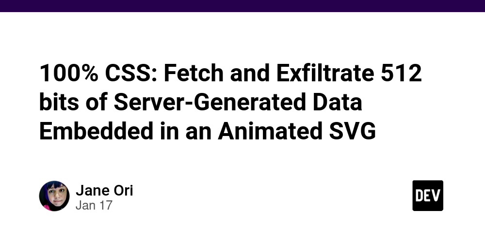 100% CSS: Fetch and Exfiltrate 512 bits of Server-Generated Data Embedded in an Animated SVG